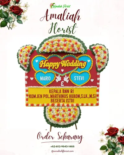 Karangan Papan Bunga Pernikahan di Leyangan